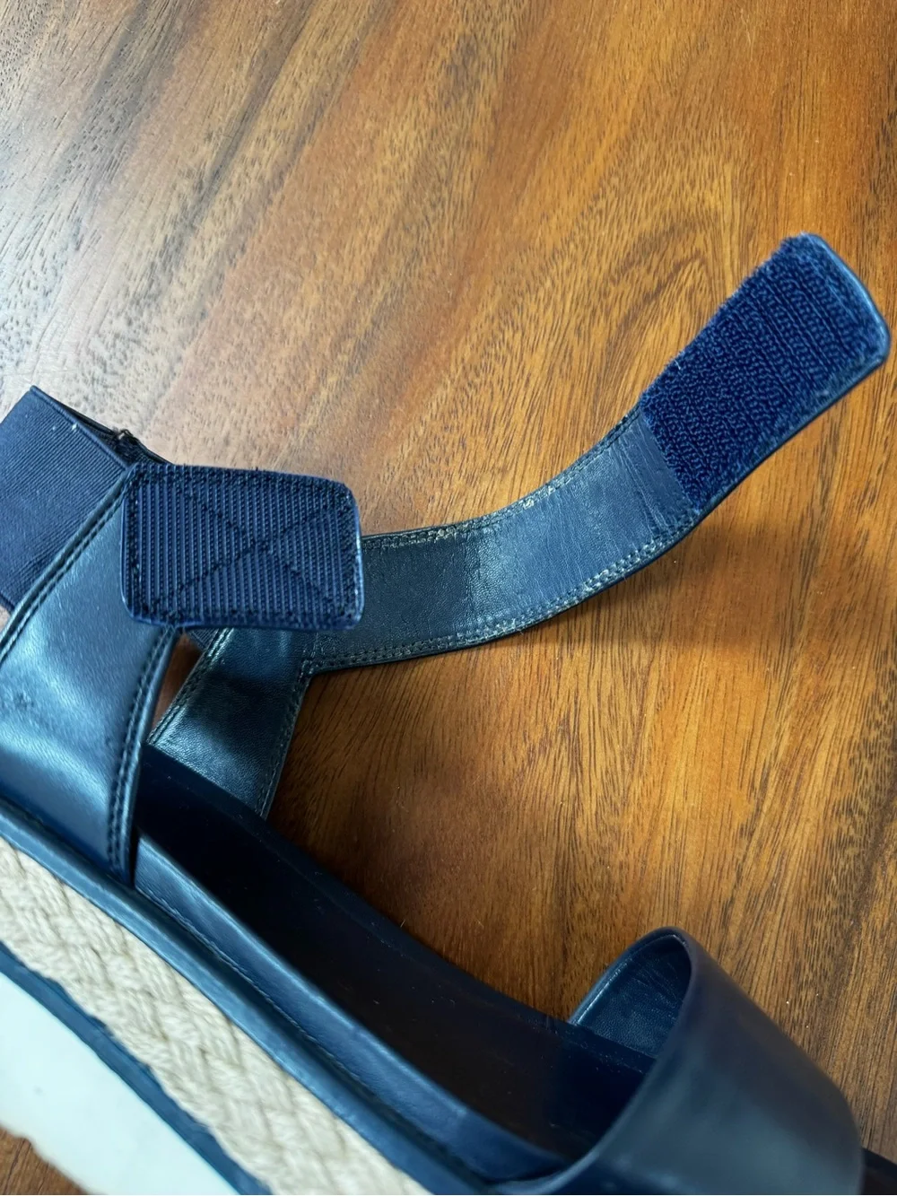 Franco Sarto Navy Platform Espadrille Sandals with Ankle Strap
